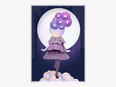 Moon Stories bubbles collage illustration moon purple texture