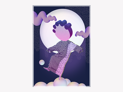 Moon Stories bubbles clouds collage illustration moon purple texture