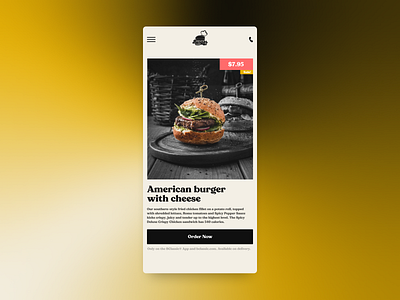 Web site mobile design: Burger Product Page burger figma mobile product page