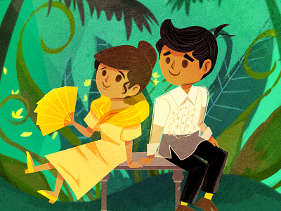 Couple in traditional Filipino clothing filipino illustration