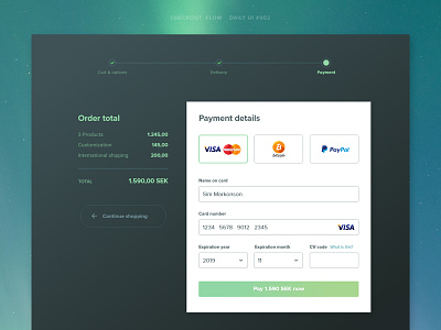Daily UI #002 Credit card checkout adobe xd cart checkout credit card dailyui ecommerce payment progress steps ui