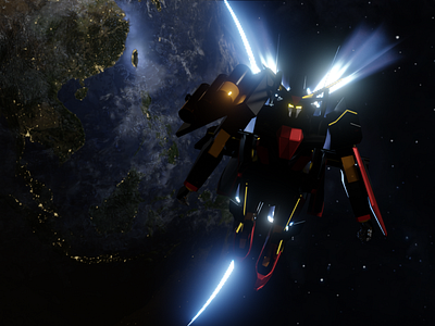 gundam in space 3d modelling