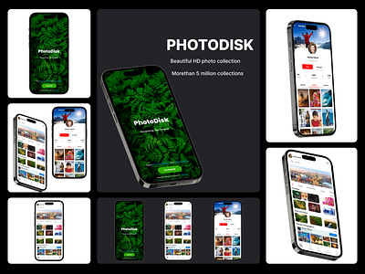 PhotoDisk-Photography App app design image image upload mobile design moble app photo app photographer photography ui ui design user experience user interface ux ux design wallpaper