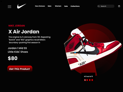 Nike Jordan Shoes design figma illustration landing page logo mobile app design ui ux web design