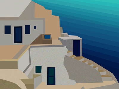 Santorini architecture blue colours design graphicdesign graphics greece illustration landscape minimal santorini travel