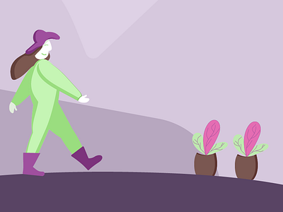 Gardener 2.5d animation art characters flat illustration vector