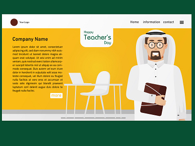 Happy Teachers day with arabian teacher art character design drawing flat illustration man ui vector