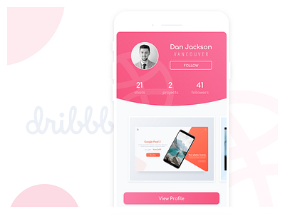 Dribbble Profile Card - Day 19 about card design dribbble follow info player profile shots stats vancouver