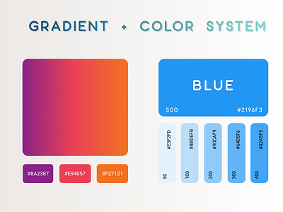 Gradient + Color System blue color color system colors colorscheme concept design material material design orange purple red scheme ui