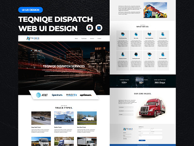 TEQNIQE DISPATCH WEBSITE UI DESIGN aviation design illustration logo trucking website ui design uiux uiux design web design web ui website design