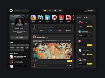 SOCIAL ARTIST DASHBOARD UI