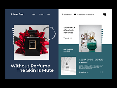 Perfumes Web Design: Landing page/Homepage UI brand perfume design design dior website fragrance web design illustration logo perfumes website ui ui ui design uiux uiux design web design web ui website design website ui