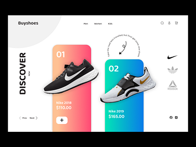 Shoe Product Web Design: Landing/Home Page UI