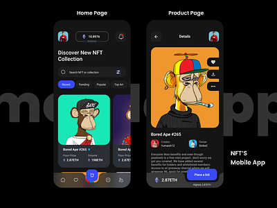 NFT Marketplace Mobile App UI