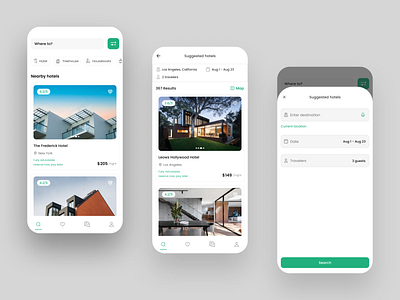 Hotel Booking - App Design 2d accommodation agency app app design app ui booking branding design figma holiday home hotel online online booking online reserve reserve travel ui website