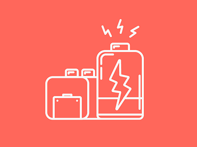 100X POWER battery design energy icon illustration lightning mark minimal symbol