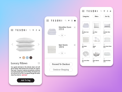 Tesori Luxury Linens android app concept design ecommerce icon ios minimal mobile ui ux web