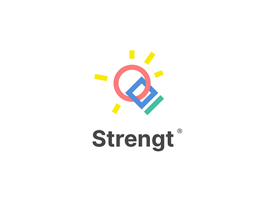 Strengt branding clean design flat geometric icon identity lightbulb logo logotype mark minimal symbol trademark typography