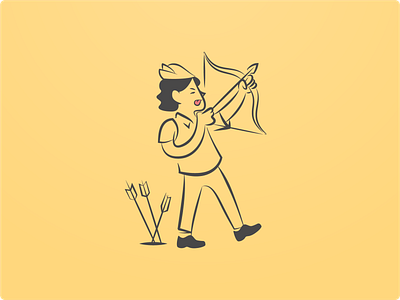 The First One archer character clean design flat icon identity illustration line man mark minimal web