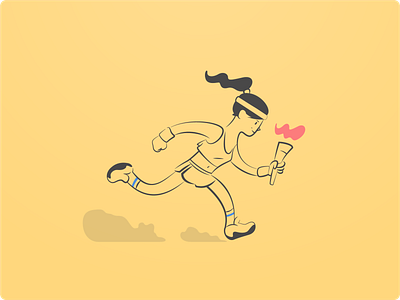 The Second One character clean design flat icon illustration minimal runner sport torch web woman