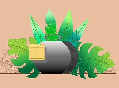 Чемодан для тропиков / Suitcase for the Tropics adobe illustrator beginner homework beginner illustration skillbox suitcase tropics vector