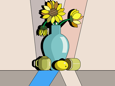 Натюрморт с подсолнухами / Still-life with Sunflowers adobe illustrator beginner flowers homework illustration skillbox still life sunflower