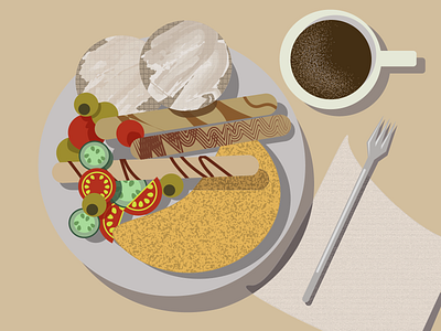 Большой завтрак / Big Breakfast adobe illustrator beginner blog breakfast eat food illustration meal skillbox yammy