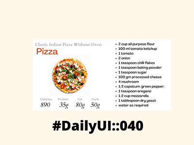 Recipe dailyui dailyui::040 ui