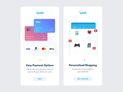 Wish Onboarding Screen ecommerce onboarding shopping sign up ui signup tutorial wish