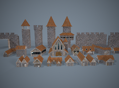 Medieval Houses 3d design graphic design illustration