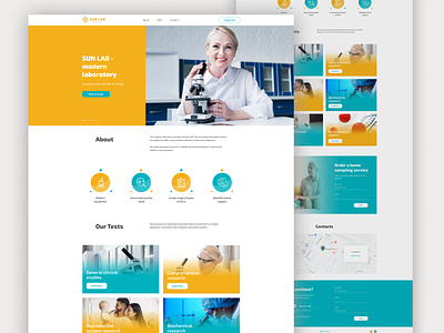Landing page for a laboratory home lab laboratory landing medical site tests