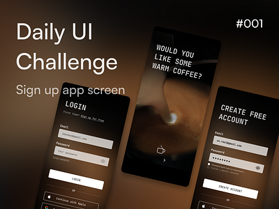 #001 - Sign up - Daily UI Challenge app branding daily ui dailyui design high fidelity login mobile app mobile ui signup ui ux