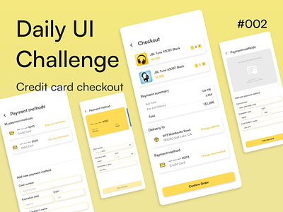 #002 - Credit card checkout - Daily UI Challenge app checkout credit card daily ui dailyui design ecommerce high fidelity mobile ui ui ux