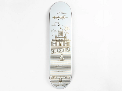 Skateboard Helsinki art artwork colours design graphic design handlettering helsinki illustration lettering line illustration screenprint skateboard skateboard graphics skateboarddesign vector artwork vectordesign