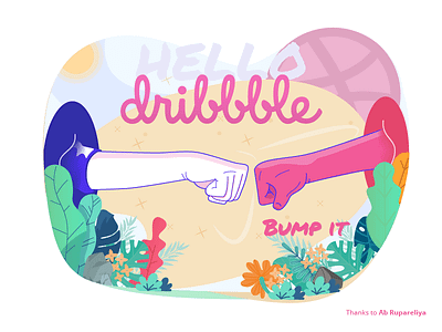 Hello dribbble ! bumping debuts dribbble first hands hello illustration invite jungle