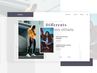 AKIS carousel clean e commerce element fashion grid landing page layouts men minimal style ui ux design woman
