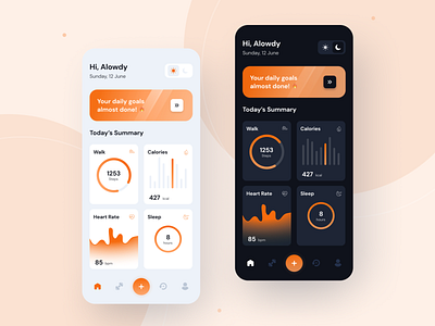 Shot Sport App application dark mode graphic design health light mode orange colour sports sports app ui ui design ux