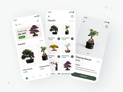 Shot Plant Shop App application design graphic design green mobile app plant app plant shop app study case ui ui design ux