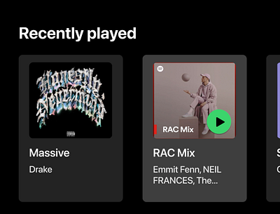 Spotify Recently Played design music spotify ui