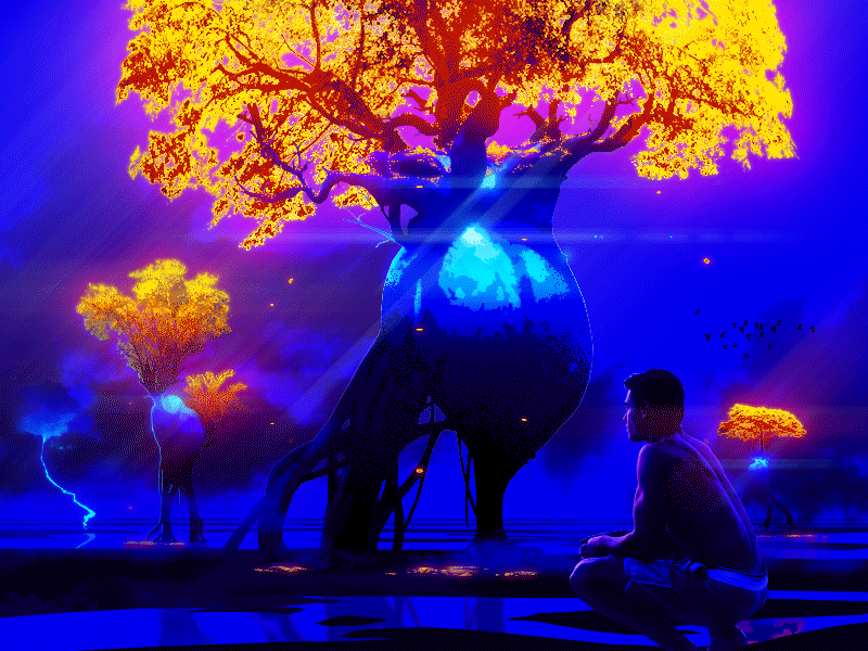 𝐋𝐈𝐆𝐇𝐓𝐅𝐀𝐋𝐋 𝐋𝐎𝐍𝐆𝐈𝐍𝐆𝐒 🌩️✧˖° alone animation beautiful boy dark dreamscape escape fantasy gif illustration landscape lightning lonely moody mystery nature night sad smoke tree