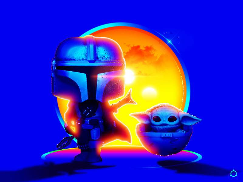 Funko Pop! Star Wars: The Mandalorian + The Child Vinyl Figures baby yoda chibi children illustration din disney figures funko gradient gradients grogu illustration lucasfilm mandalorian mando star wars streaming sunrise sunset this is the way tv show