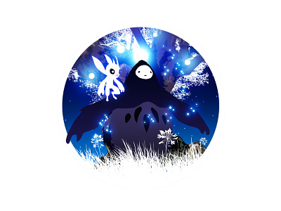 Ori and the Blind Forest beast blue creature cute fantasy firefly flat forest gaming illustration indie game kawaii lights magic mystic ori photoshop spirit videogame white