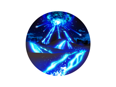 [1] M A O É 2d art atlantis blue clean design explosion fire flat graphic design illustration landscape lava magma mystery nature night photoshop temple volcano