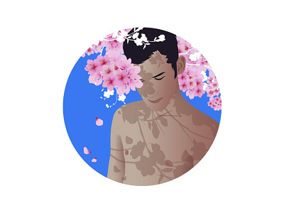 [1] flowerboy 2d art blue boy character clean design flat flowers gay graphic design illustration lgbt minimal nature photoshop pink pride queer sakura