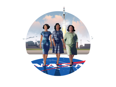 Hidden Figures 2d art black boss character design female flat girl girl power graphic design hiddenfigures illustration nasa oscars photoshop rocket space woman women