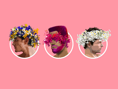 F L O R O S 2d art botanical boy character clean design flat floral flowers gay graphic design illustration lgbt minimal nature photoshop pink queer web