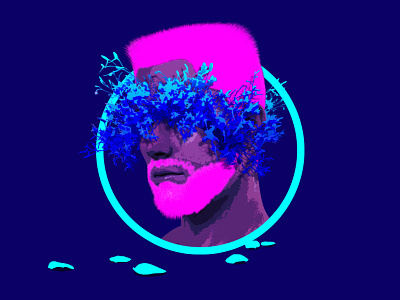 The Mermaid Beard 2d aesthetic aesthetics beard blue boy character flowers gay graphic design lgbt man mood nature neon pink queer retro vaporwave vibes