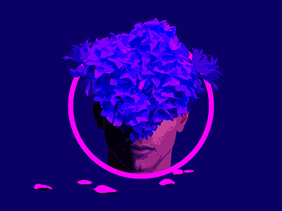 F L O R O S [2.1] aesthetics blue boy flat floral flowers gay graphic design illustration lgbt male man nature neon photoshop pink queer retro retrowave vaporwave