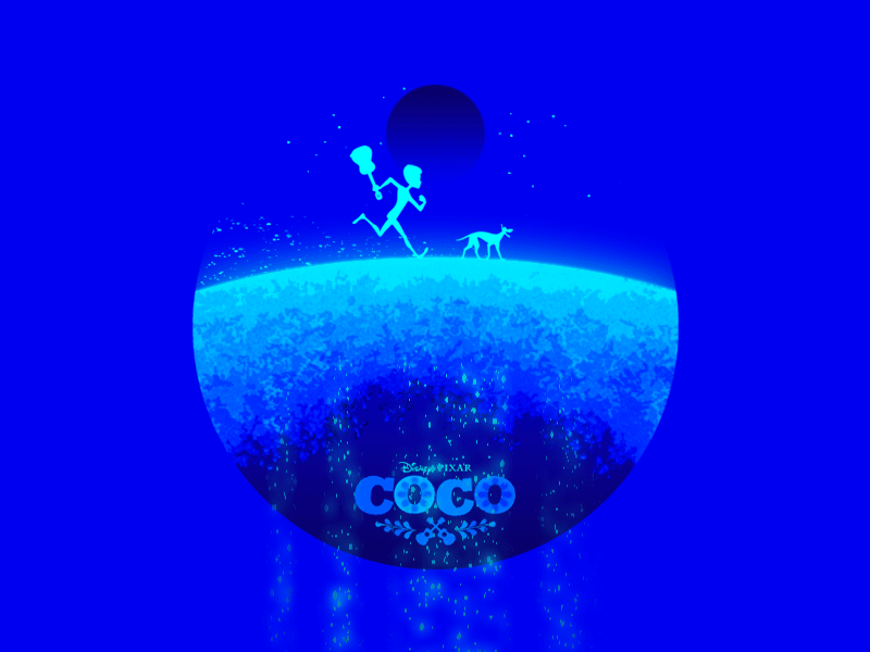 C O C O 🪕 2d animation art blue boy character clean design flat gif graphic design illustration logo minimal motion neon oscars photoshop typography web