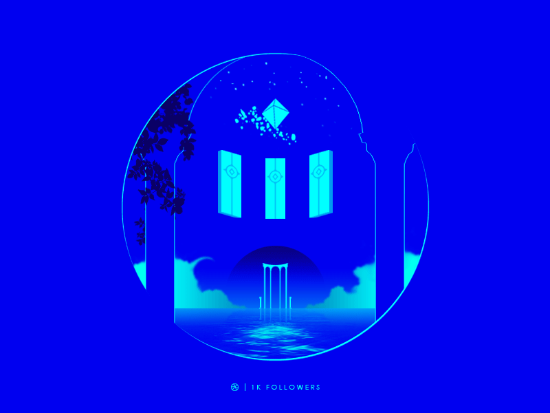 1K Followers 🍾🥂 animation art beautiful blue clean design dribbble gif graphic design illustration logo minimal motion mysterious mystic mystical nature neon photoshop temple